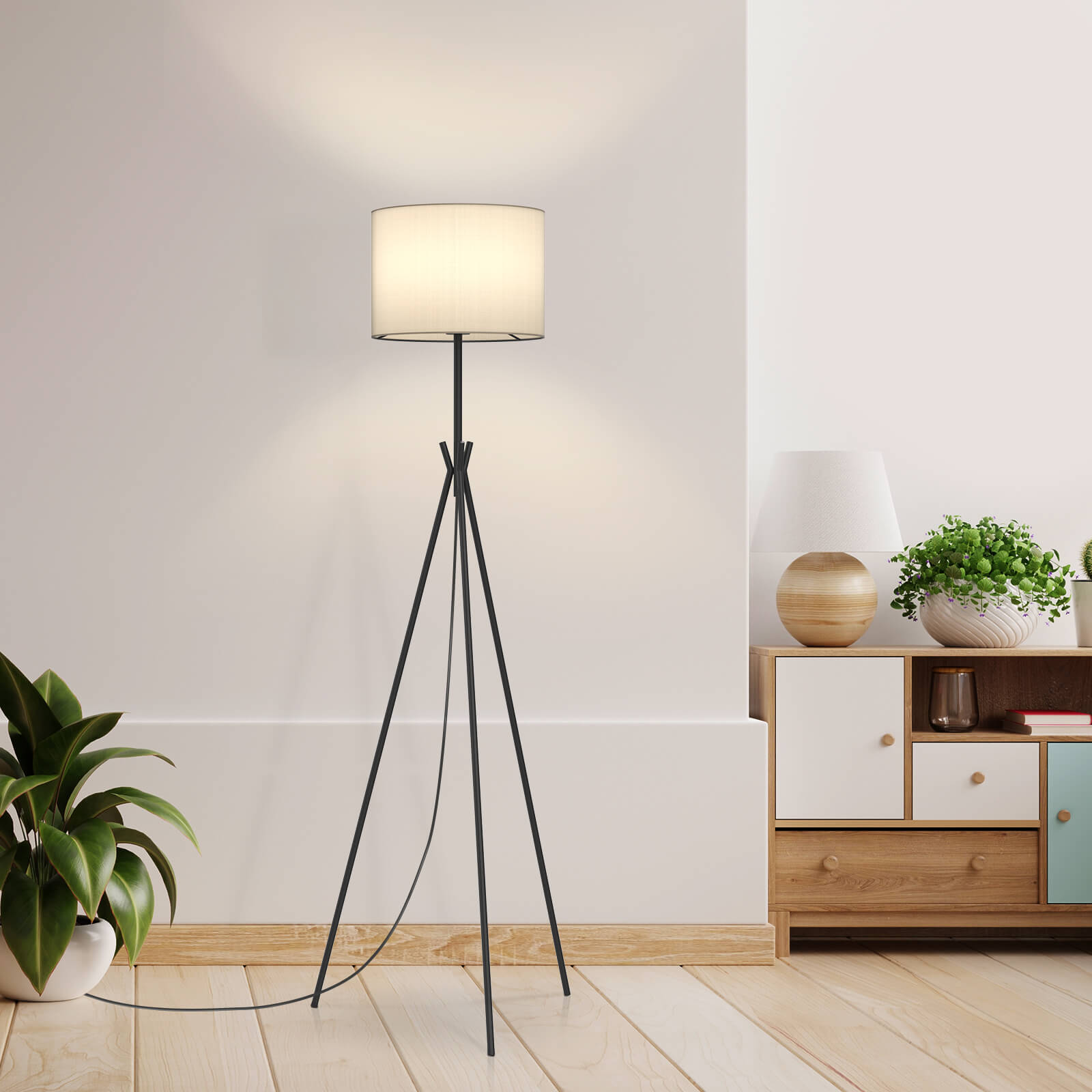 emke-l20e2bl-lampadaire-tr-pied-e27-lin image 1