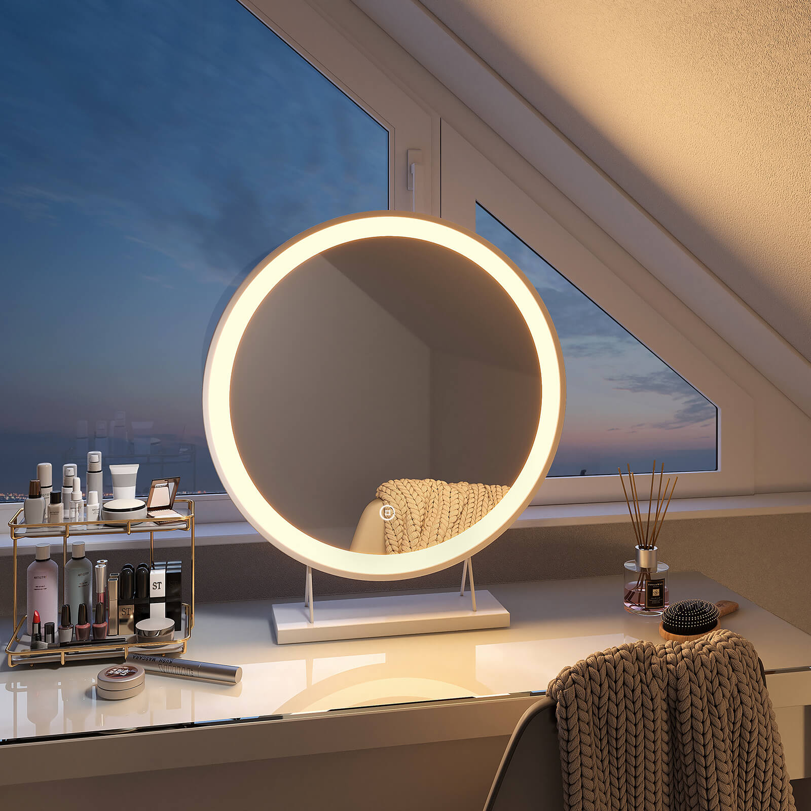 emke-cm01-miroir-maquillage-led-rond-blanc-40-cm-tactile image 4