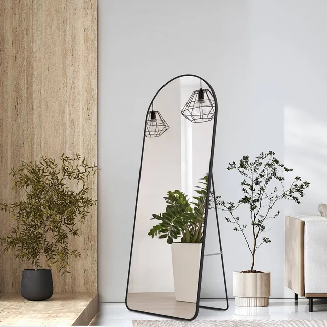emke-fm07-miroir-sur-pied-noir-160x60-cm-avec-cadre image 1